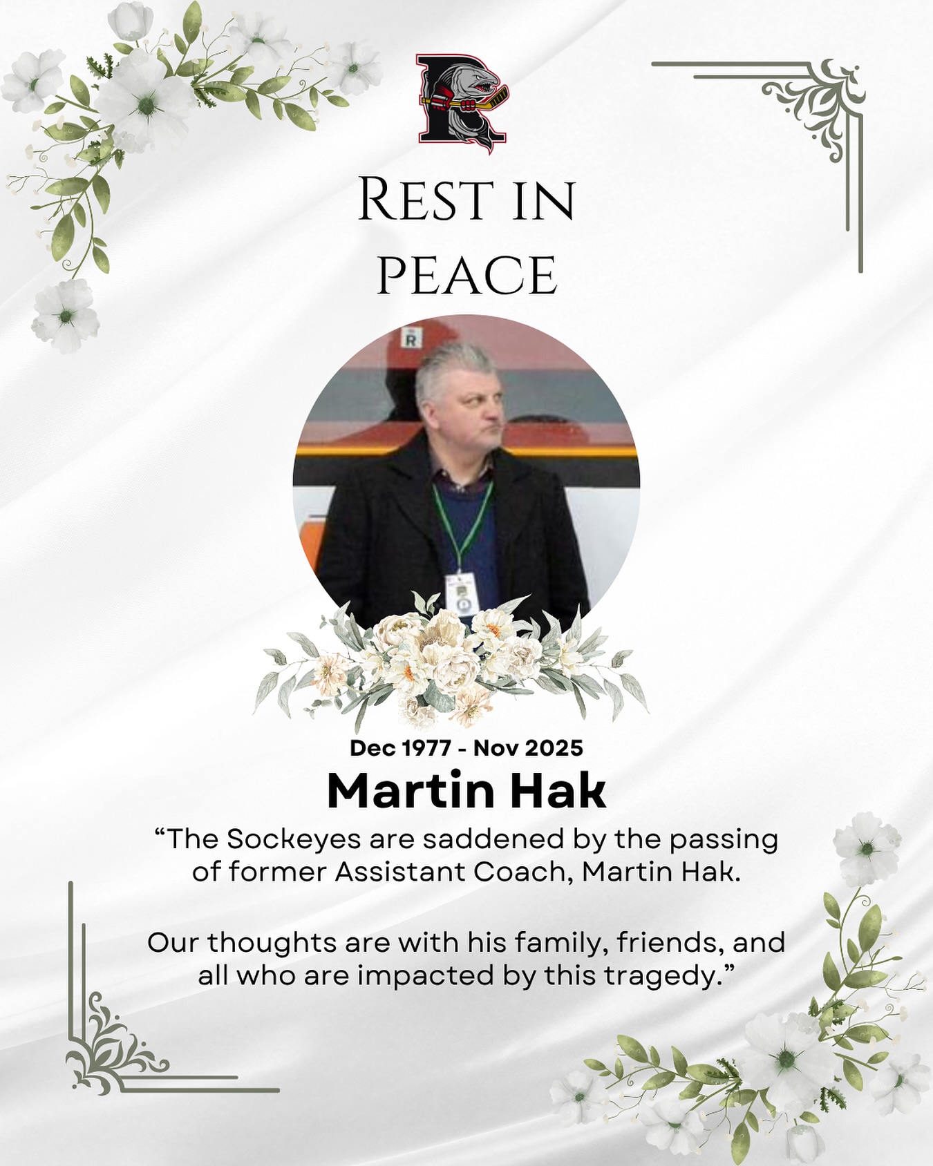 Martin Hak Maple Ridge Coach Died in Car Crash; Hockey Community Mourns Death